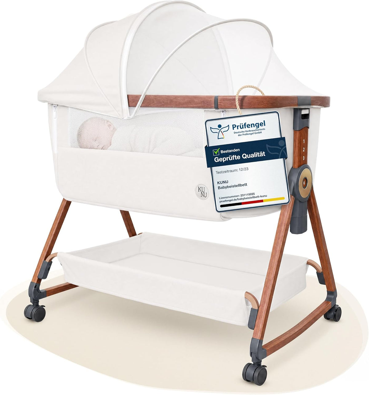 Berço, KUNU, Babybett, 39 cm, 83 cm, 92 × 58 × 39 cm, 6 níveis, dobrável, altura regulável, regulável, Mehrfarbig, para uso diário